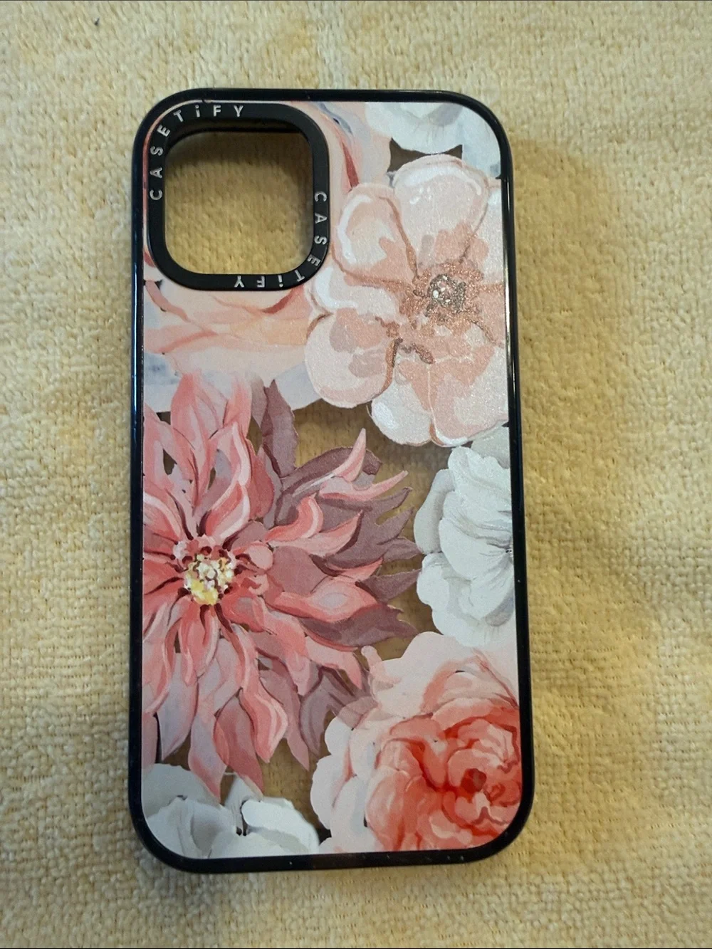 Casetify Pink Floral Phone Case with Black Trim